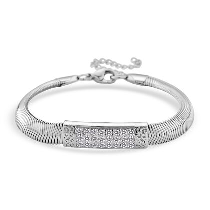 DESIGNER-INSPIRIERT Wei&szlig;er Kristall Armband ca. 19cm mit 5cm extender, Reiner Edelstahl