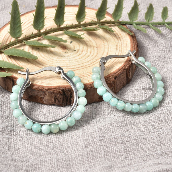 Amazonit-Creolen, Edelstahl ca. 2,60 ct image number 2