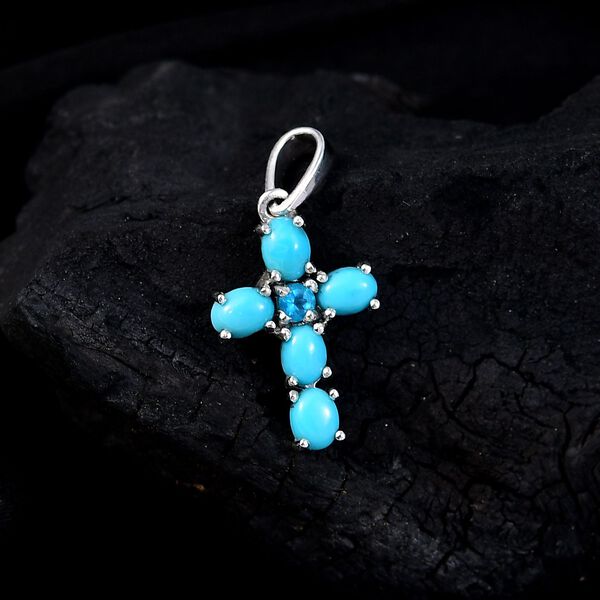 AA Sleeping Beauty Türkis und Neon Apatit Anhänger, 925 Silber platiniert - 0,85 ct. image number 2