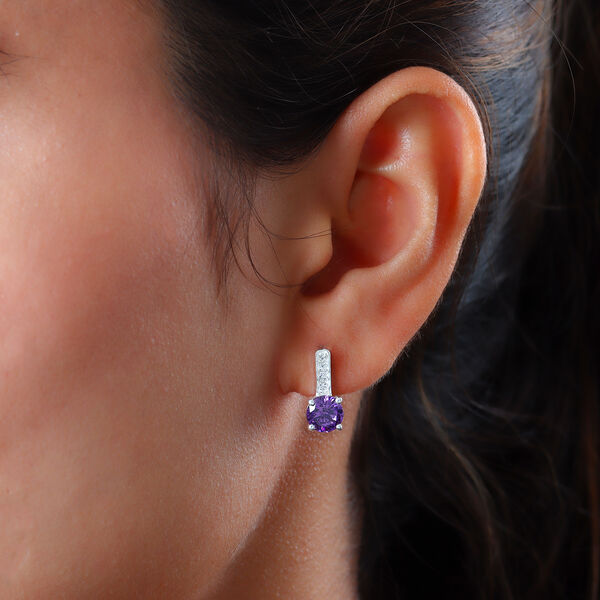 LUSTRO STELLA - Amethyst und Wei&szlig;er Zirkonia Ohrh&auml;nger 925 Silber&nbsp; image number 3