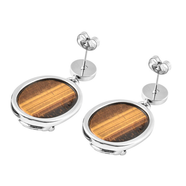 Tigerauge Ohrh&auml;nger Edelstahl ca. 26,50 ct&nbsp; image number 3