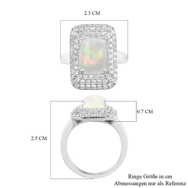 Natürlicher, äthiopischer Opal und Zirkon-Ring, 925 Silber platiniert  ca. 3,33 ct image number 7