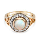 Natürlicher, äthiopischer Opal und Zirkon-Ring, 925 Silber Gelbgold Vermeil  ca. 1,41 ct image number 0