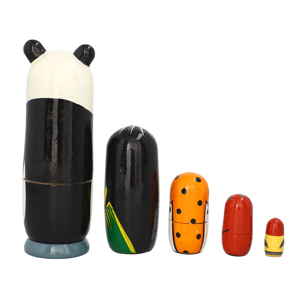 5er-Set Matrioshka, Handbemalten Nistpuppen, Panda image number 3