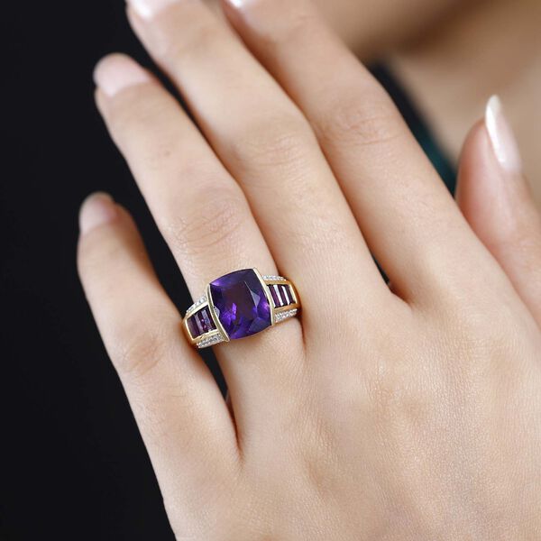 Afrikanischer Amethyst und Zirkon-Ring - 6,81 ct. image number 3