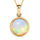 Natürlicher, äthiopischer Welo Opal-Anhänger mit Kette, 925 Silber Gelbgold Vermeil ca. 1,30 ct