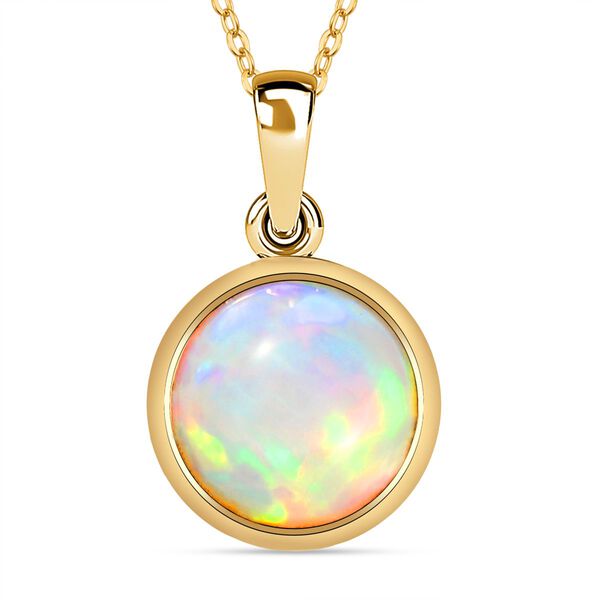 Natürlicher, äthiopischer Welo Opal-Anhänger mit Kette, 925 Silber Gelbgold Vermeil ca. 1,30 ct image number 0