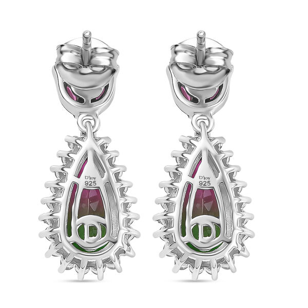 D'Joy Wassermelonen Triplett Quarz, Rhodolith Granat, Peridot und Zirkon Ohrringe - 5,27 ct. image number 5