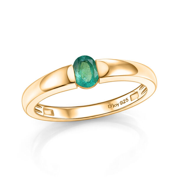 D'Joy AAA Kagem Sambischer Smaragd Ring 925 Silber 750 Vergoldet (Gr&ouml;&szlig;e 17.00) (10-15 Werktage Lieferzeit) ca. 0.33 ct image number 3