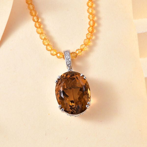 Citrin und Zirkon Anhänger mit 50cm Kette - 80,57 ct. image number 2