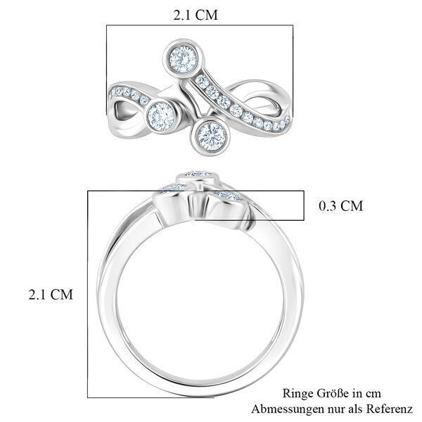 88 Facetten Moissanit Ring 925 Silber platiniert  ca. 0,63 ct image number 9
