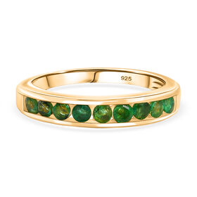 Socoto Smaragd Ring 925 Silber 750 Gelb Vergoldet (Größe 21.00) ca. 0,58 ct