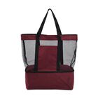 Zweistöckige Netz-Einkaufstasche mit Kühlfach, 37x15x42cm, weinrot