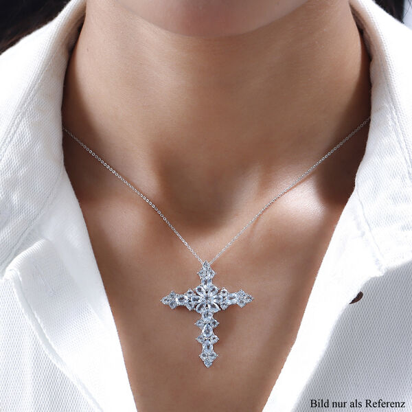 Himmelblauer Topas Kreuz-Anhänger mit Kette, ca. 5,93 ct image number 2