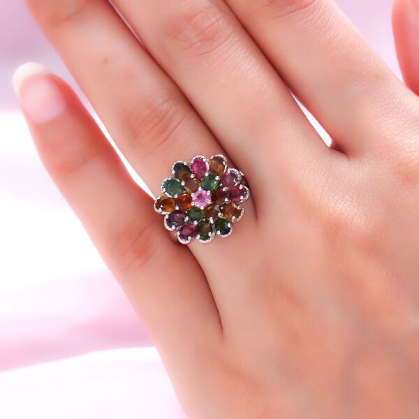Mehrfach-Turmalin Ring, 925 Silber platiniert  ca. 3,17 ct image number 3