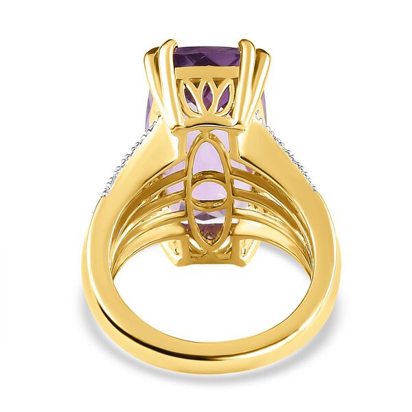 Rose De France Amethyst, weißer Zirkon Ring, 925 Silber Gelbgold Vermeil, (Größe 18.00) ca. 9.66 ct image number 6
