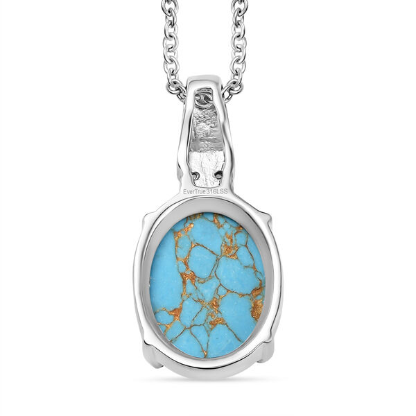 Blauer Türkis, Himmelblauer Topas Anhänger mit Kette, Edelstahl ca. 11.10 ct image number 5