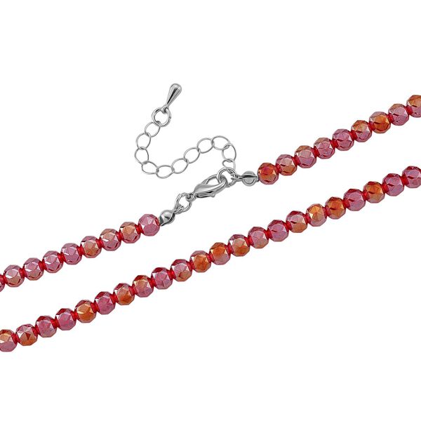 2er Set - Roter Kristall Herz Anh&auml;nger und beads Halskette mit  Varioclip-Verschluss, ca. 50 cm image number 5