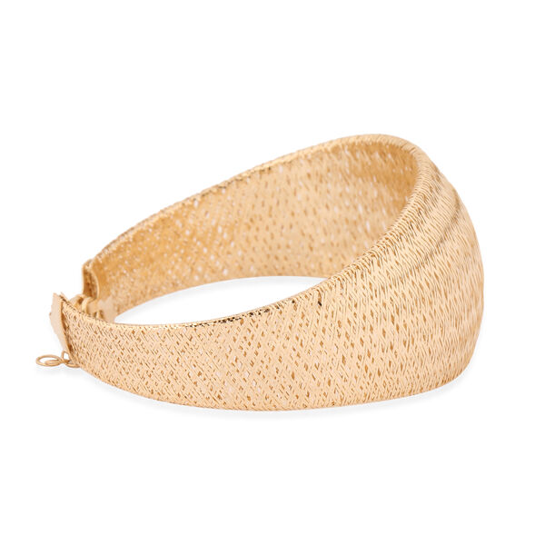 Italienischer gew&ouml;lbter Omega Armreif, ca. 18 cm mit 2.54 cm Verl&auml;ngerung, 375 Gelbgold image number 3