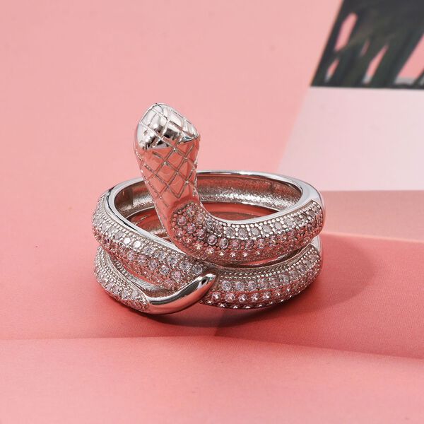 Lustro Stella Weißer Zirkonia Schlangen Ring image number 1