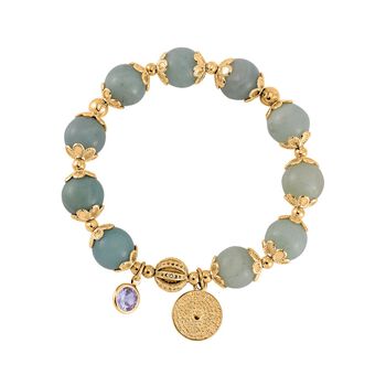 Mehrfarbiger Amazonit, Wei&szlig;er Kristall Armband Flexibles Legierung vergoldet