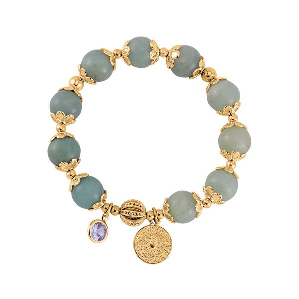 Mehrfarbiger Amazonit, Wei&szlig;er Kristall Armband Flexibles Legierung vergoldet