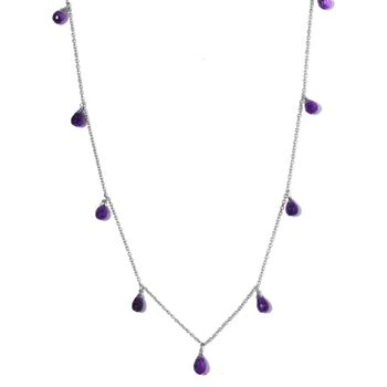 Afrikanischer Amethyst Halskette ca. 50 cm 925 Silber platiniert ca. 10,00 ct