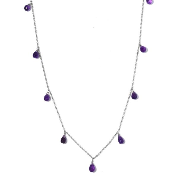 Afrikanischer Amethyst Halskette ca. 50 cm 925 Silber platiniert ca. 10,00 ct