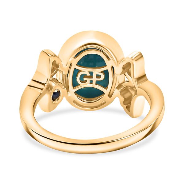 GP Italienische Garten Kollektion - AA Sleeping Beauty T&uuml;rkis, Kanchanaburi Blauer Saphir Ring 925 Silber 750 Gelbgold Vermeil (Gr&ouml;&szlig;e 19.00) ca. 2.77 ct image number 6