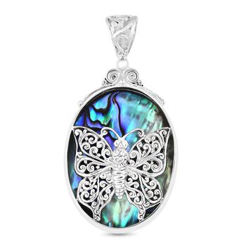 D'Joy Royal Bali - Abalone Muschel Anh&auml;nger mit Schmetterlingsmotiv