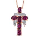 GP Art Deco Kollektion - Rhodolith Granat Anhänger mit Kette, 925 Silber 750 Roségold Vermeil ca. 4.29 ct