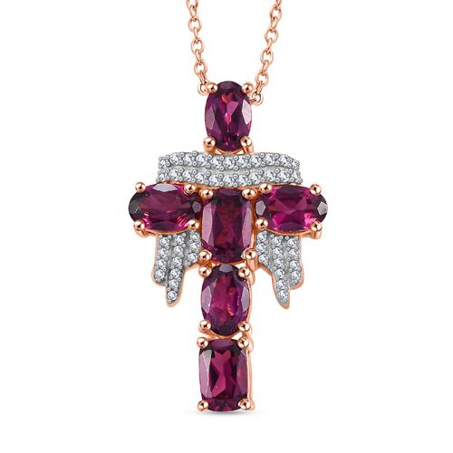 GP Royal Art Déco Kollektion - Rhodolith Granat, Zirkon und Kanchanaburi blauer Saphir-Anhänger mit 45cm Kette - 4,29 ct. image number 0