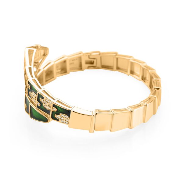 Weißer Zirkonia Armreif ca. 19 cm Nickelfreies Messing emailliert image number 3