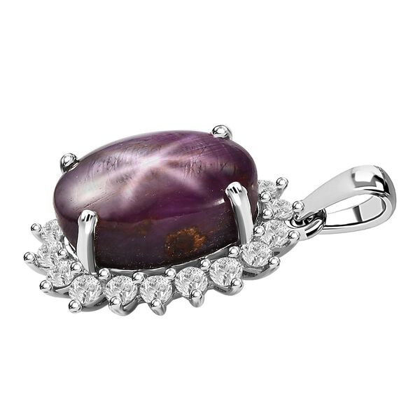 Sternrubin und Zirkon Halo Anhänger - 12,67 ct. image number 4