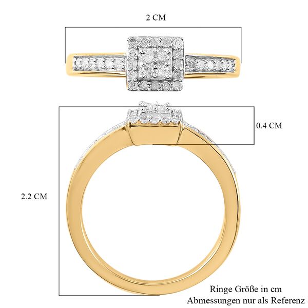 Diamant Ring 925 Silber Gelbgold Vermeil image number 8