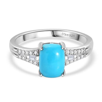 D'Joy AA Sleeping Beauty T&uuml;rkis, Moissanit Ring 925 Silber rhodiniert (Gr&ouml;&szlig;e 20.00) ca. 1,47 ct