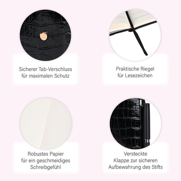 Serpentine Notizbuch Geschenkset mit Kugelschreiber - schwarz image number 3