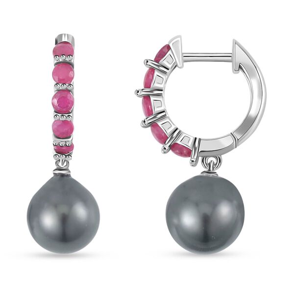 Tahiti-Perle und afrikanische Rubin-Ohrringe - 1,50 ct. image number 4