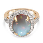 Natürlicher, äthiopischer Opal und Zirkon-Ring, 925 Silber Gelbgold Vermeil  ca. 4,08 ct image number 0