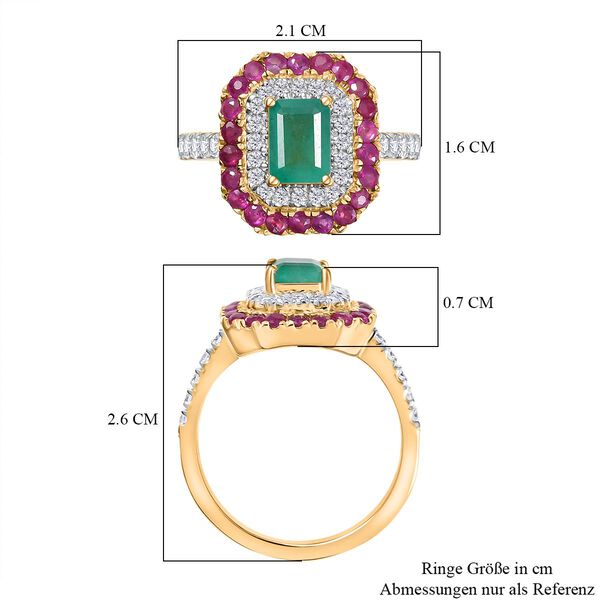 D’Joy AAA Kagem sambischer Smaragd, Mosambik Rubin und Moissanit Ring - 2.19 ct. image number 6