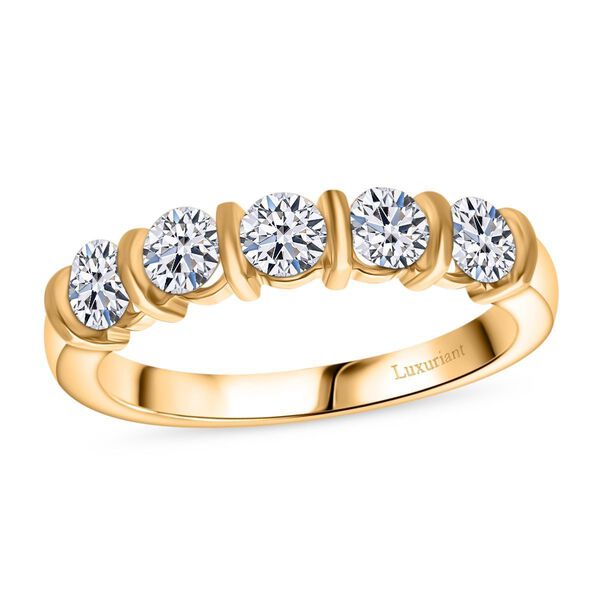 LUXURIANT DIAMOND - Lab Grown Diamant SI-GH SGL zertifiziert Ring 925 Silber Gelbgold Vermeil (Gr&ouml;&szlig;e 20.00) ca. 0.54 ct image number 2