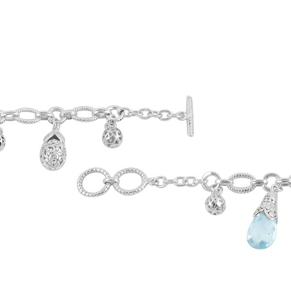 Royal Bali Kollektion - Blau Topas-Armband, ca. 19 cm, 925 Silber image number 2
