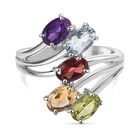 Roter Granat, Himmelblauer Topas Ring Edelstahl (Größe 16.00) ca. 2,42 ct