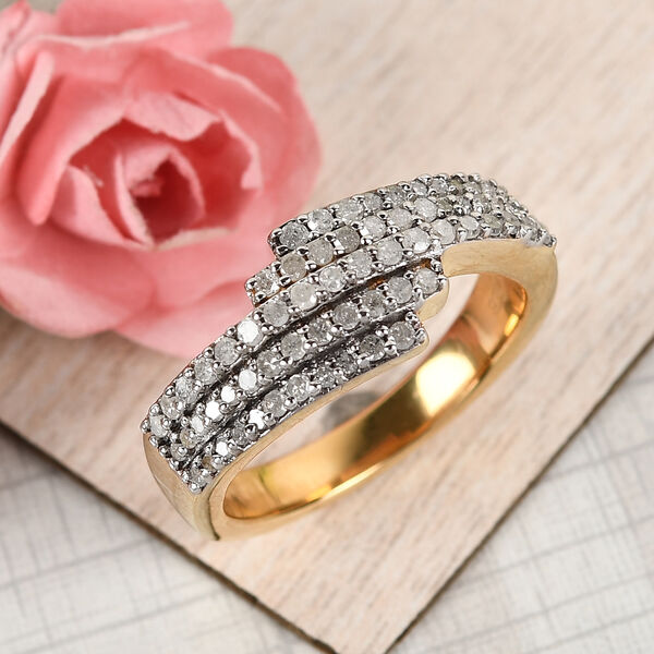 Diamant Bypass Ring 925 Silber Gelbgold Vermeil image number 2