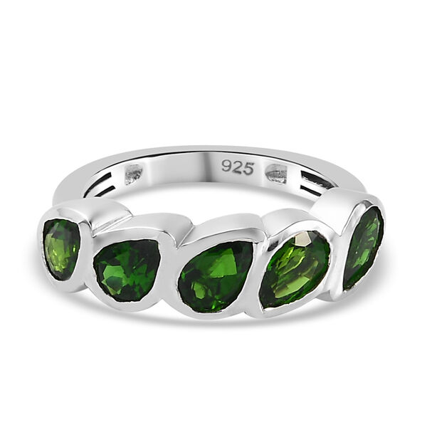 Natürlicher Chromdiopsid 5 Stein 925 Silber platiniert  ca. 2,32 ct image number 0