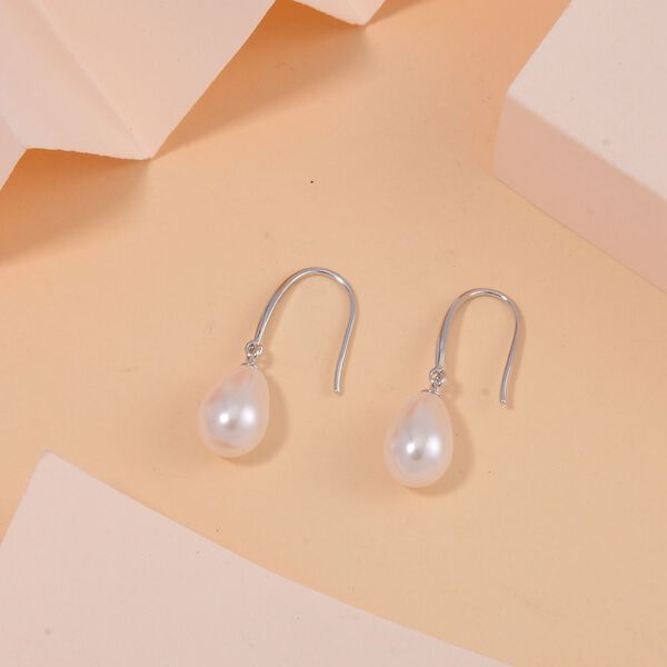 Weiße Muschelkernperle Ohrringe, 925 Silber rhodiniert - 8 ct. image number 2