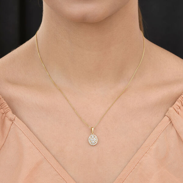 88 Facetten Moissanit-Anh&auml;nger, 925 Silber vergoldet ca. 0,56 ct