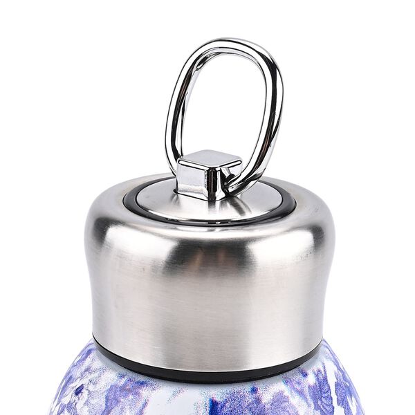 Isolierflasche aus 316L Edelstahl mit Doppelwand und Blumenmotiv, Blau, für heiße und kalte Getränke, 260 ml image number 3
