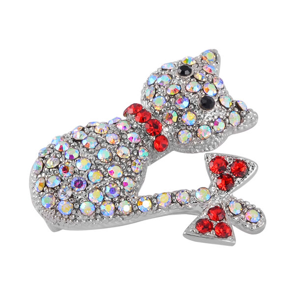 Mehrfarbiger Kristall Brosche, Katze image number 3
