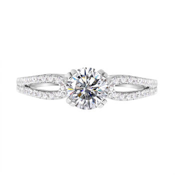 Lustro Stella - Wei&szlig;er Zirkonia-Ring, 925 Silber rhodiniert (Gr&ouml;&szlig;e 16.00) ca. 0,90 ct